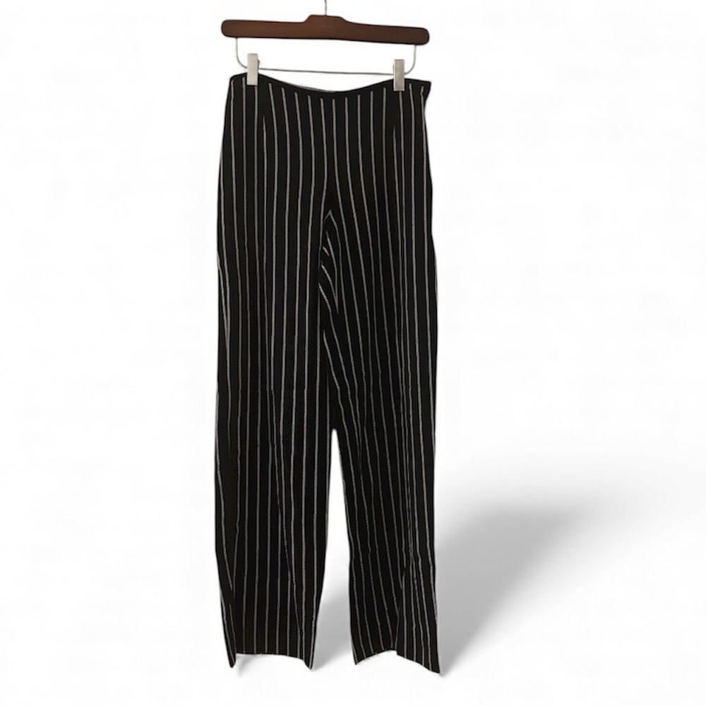 ARMANI COLLEZIONI Black and White Striped Trouser Pants